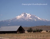 Landscape Photography  Old Barn with Snow Capped Mountain in Background Print Wall Art Greeting Card Home Decor