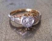 Antique Diamond Engagement Ring with Heart Shape