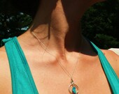 SALE - Sterling Silver Twisted Large Turquoise Pendant