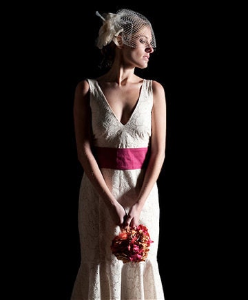 Eggshell Eyelet Tea-Length Wedding Dress