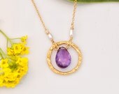 Amethyst Necklace - February Birthstone Necklace - Gold Necklace - Gemstone Necklace Mother's Day Gift