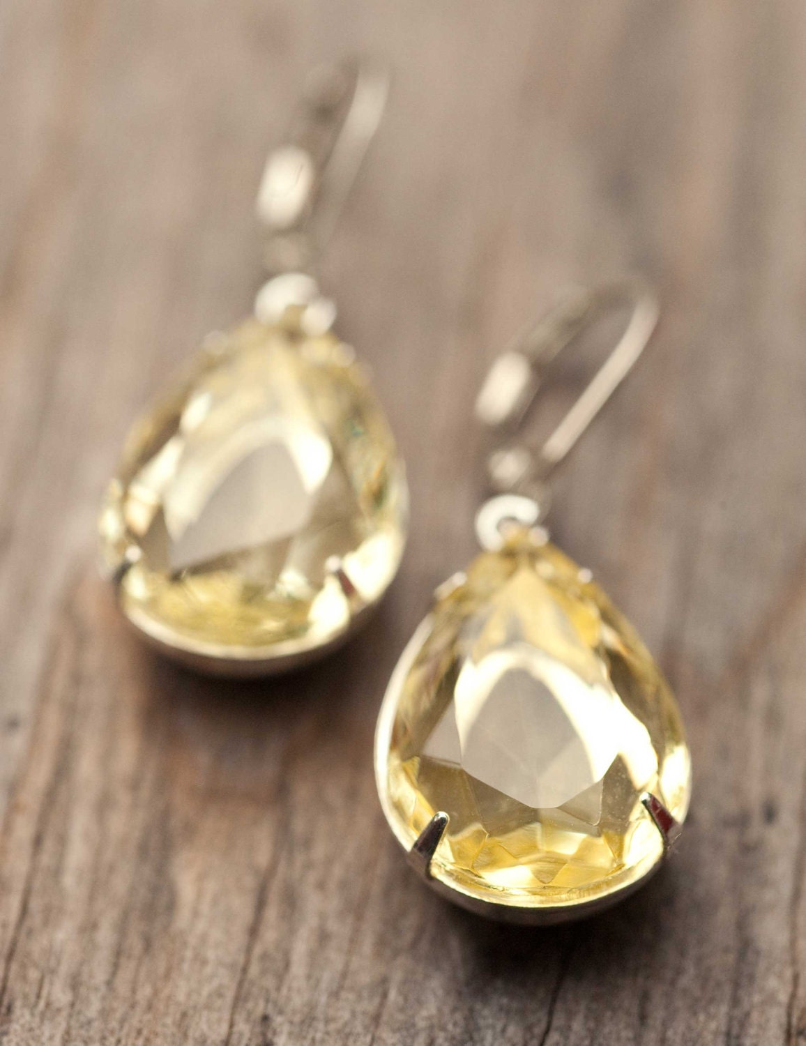 Earrings silver earrings delicate jewelry vintage earrings dangle estate style earrings wedding jewelry bridal earrings citrine - Emma