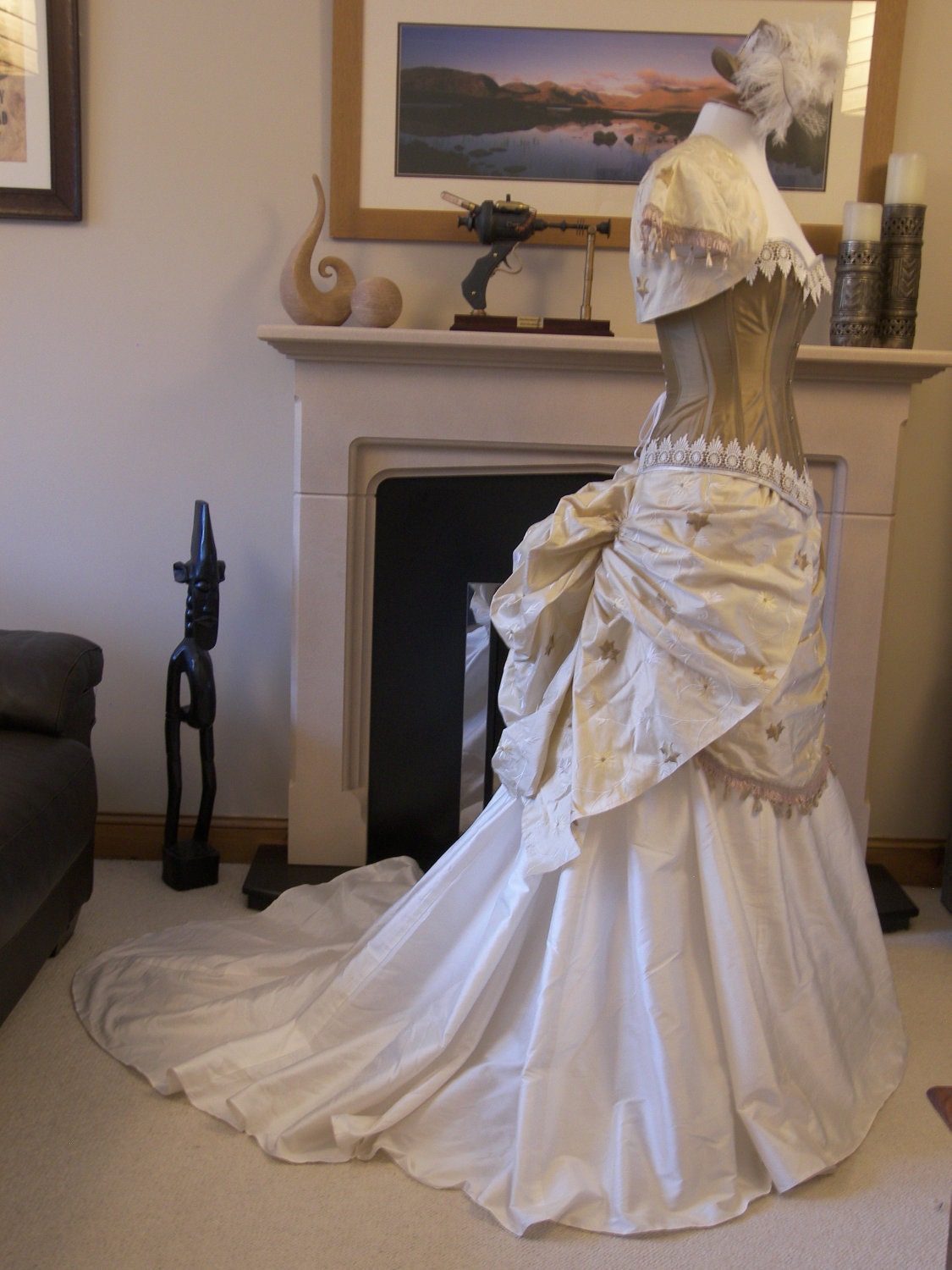 Fairytale Wedding Outfit. Skirt, bustle, corset, bolero jacket and hat. Complete wedding outfit. OOAK