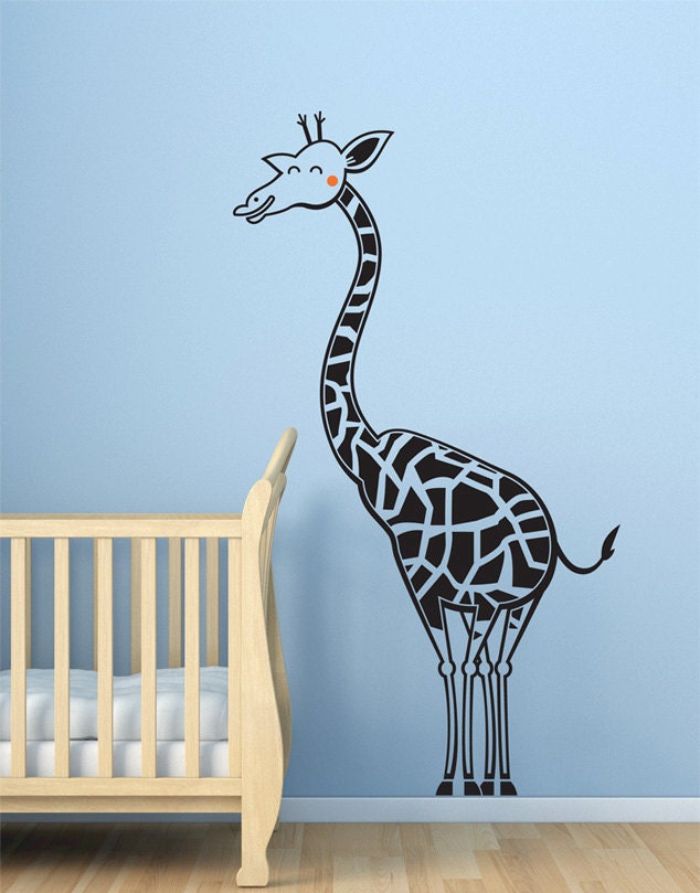Boy's room decor - Giraffe wall decal, nursery decal sticker. NEW Safari theme