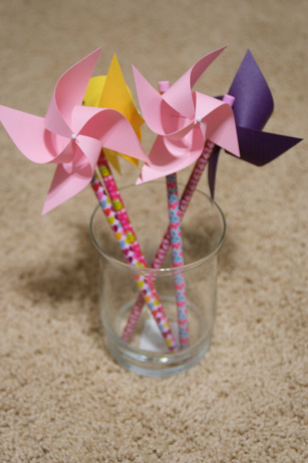 Party Favor 6 Mini Pinwheel pencils (Custom orders welcomed)
