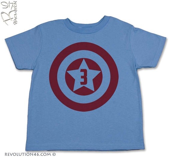 Number 3 Birthday Shirt - American Super Hero 3rd Birthday T-Shirt ( CA 3 BTT 1063 )