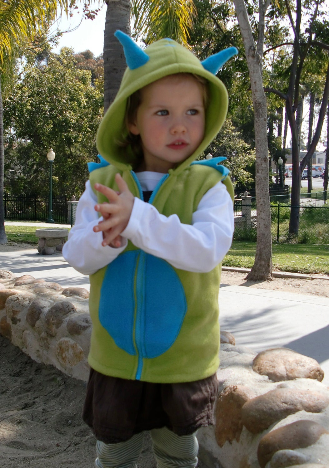 Growly Monster kids fleece vest hoodie