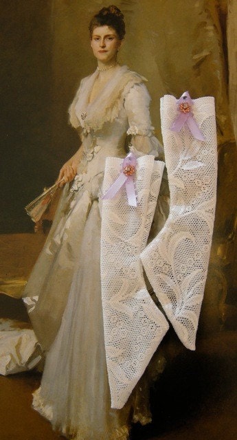 BJD doll Lacy stockings with lilac ribbon details