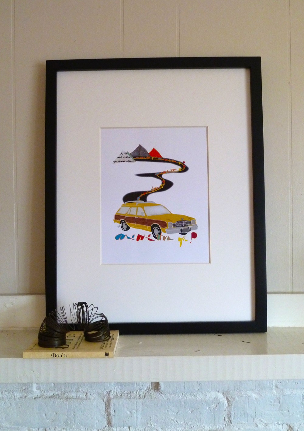 Typography Art Print Illustration, Original Wall Art Print Christmas Gift, Retro 'Are We There Yet' Poster Art Print