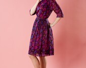 Vintage 1960s Dress Chiffon Floral Mad Men Forever Young Spring Fashions