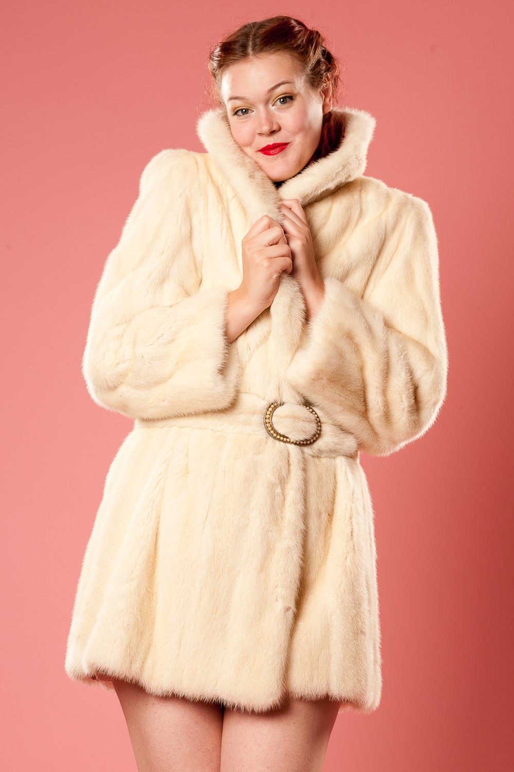 RESERVED Vintage 1970s Coat White Mink Genuine Fur Wedding Winter Bridal Fashions
