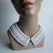 Vintage 1950s Beaded Collar Milk Glass Wedding Necklace Bridal Fashions 1960s