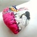 HOT PINK HEART textile ornament