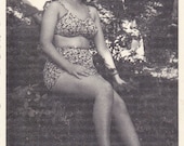 Modeling Her Two-Piece- Swimwear- 1950s Vintage Photograph- RPPC