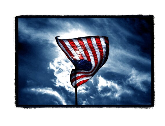 American Flag, Blue Sky, still life, Patriotic, Soldier Appreciation, Independence Day, Fourth of July, Fine Art Print 8X10