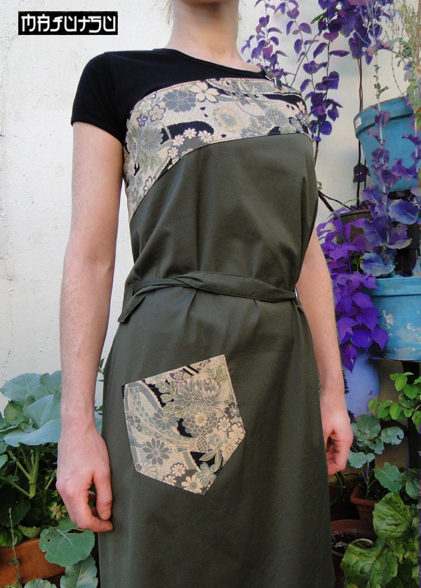 Japanese Apron dress Khaki Cobé