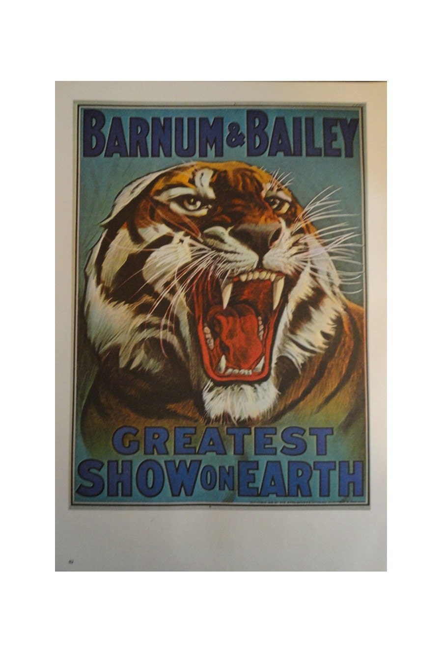 Vintage Circus Poster, Ringling Bros. Barnum And Bailey Show, Orange Tiger, 101 Ranch, Cowboys, Print,  Jack Rennert, USA