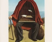 The Therapeutist, Bird Cage Man, Rene Magritte, Antique Print, USA, 1972