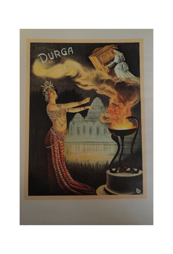 Vintage Magic Poster Durga Female Magician Flying by KingPaper
