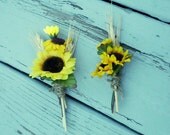 Sunflower Wedding Flowers Boutonniere Grooms Flower Bridal Accessories silk artificial flowers, buttonholes small sunflowers
