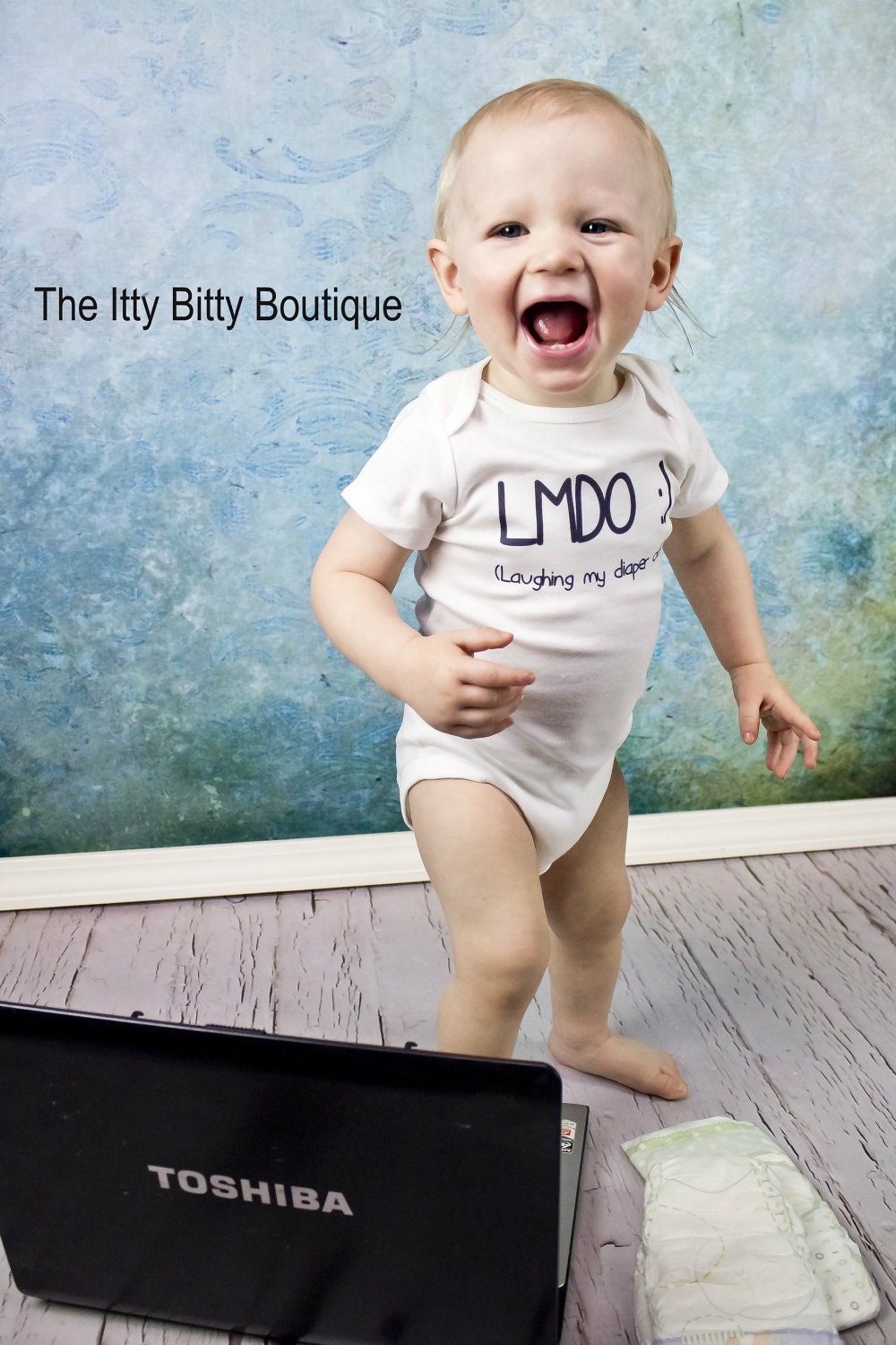 Laughing My Diaper Off :) Funny Baby Onesie - Toddler Tee also available