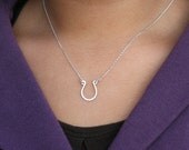 Horse Shoe Necklace/Lucky Charm Necklace/Horse Shoe Charm Necklace/Sterling Silver Handcrafted Hammered