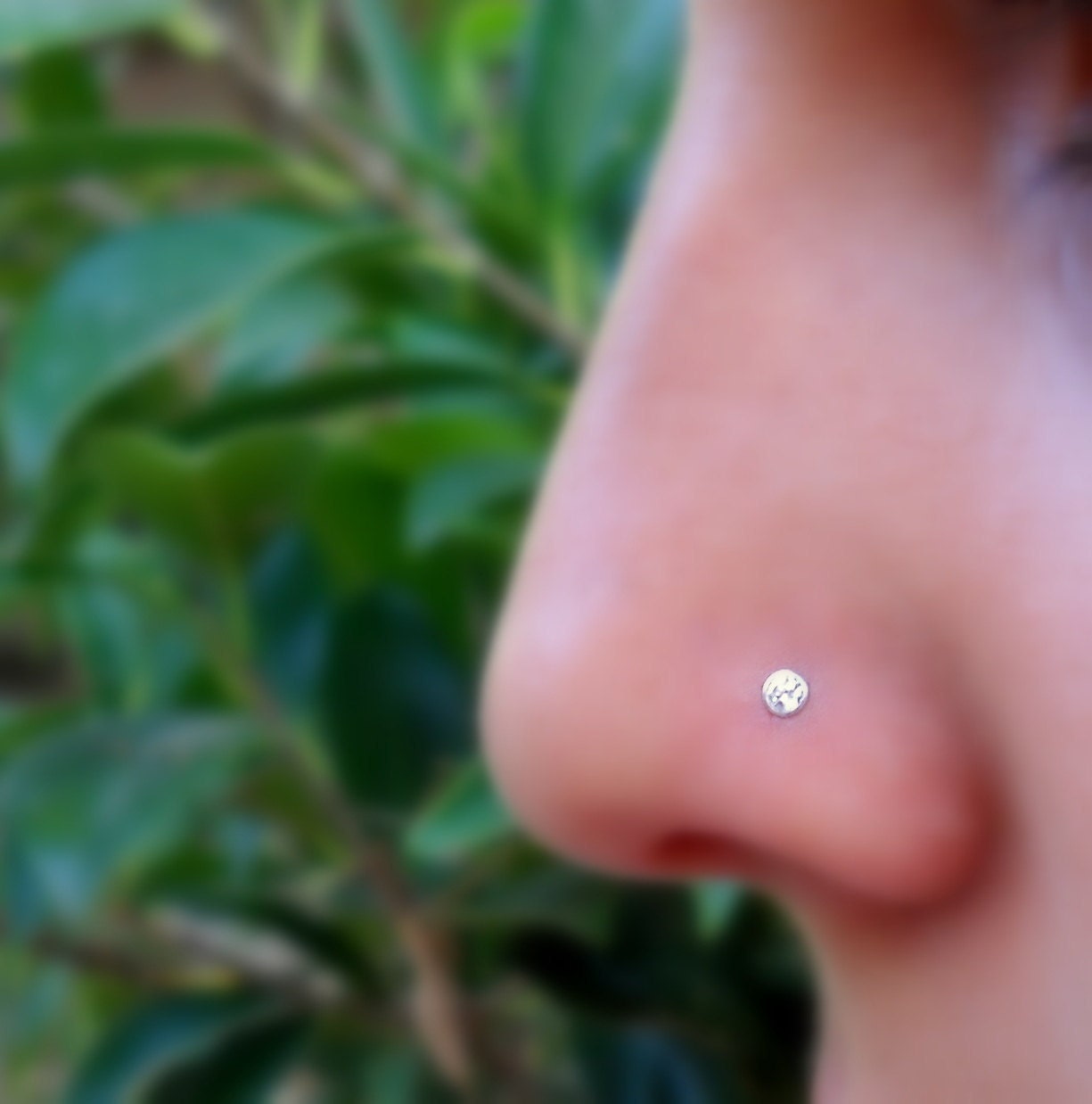 14K Solid White Gold Nose Ring Stud Set With A 2mm Diamond Look Clear Cubic Zirconia