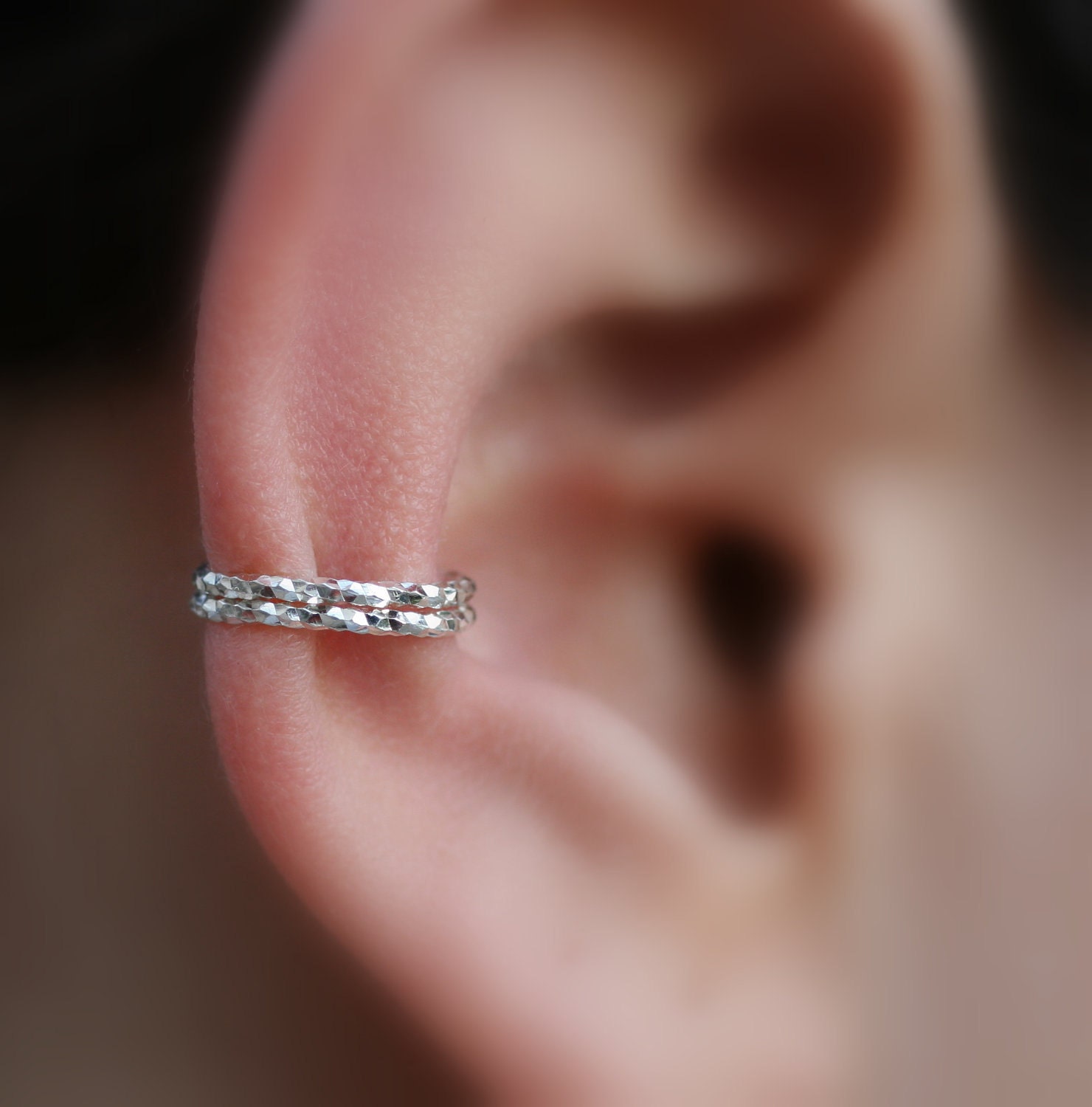 Sterling Silver Ear Cuff  Hoop Earring Cartilage/catchless/tragus/helix/nose ring
