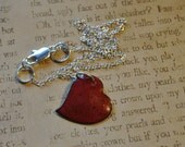 Handmade Enameled heart necklace    E503
