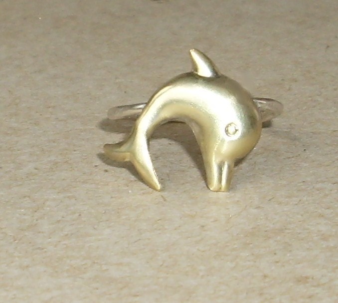 Dolphin Sterling Silver and Brass -Stacking Ring