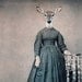 Deer Art Print, Mixed Media Collage Print, 8 x 10 Altered Civil War Portrait, Violet, frighten
