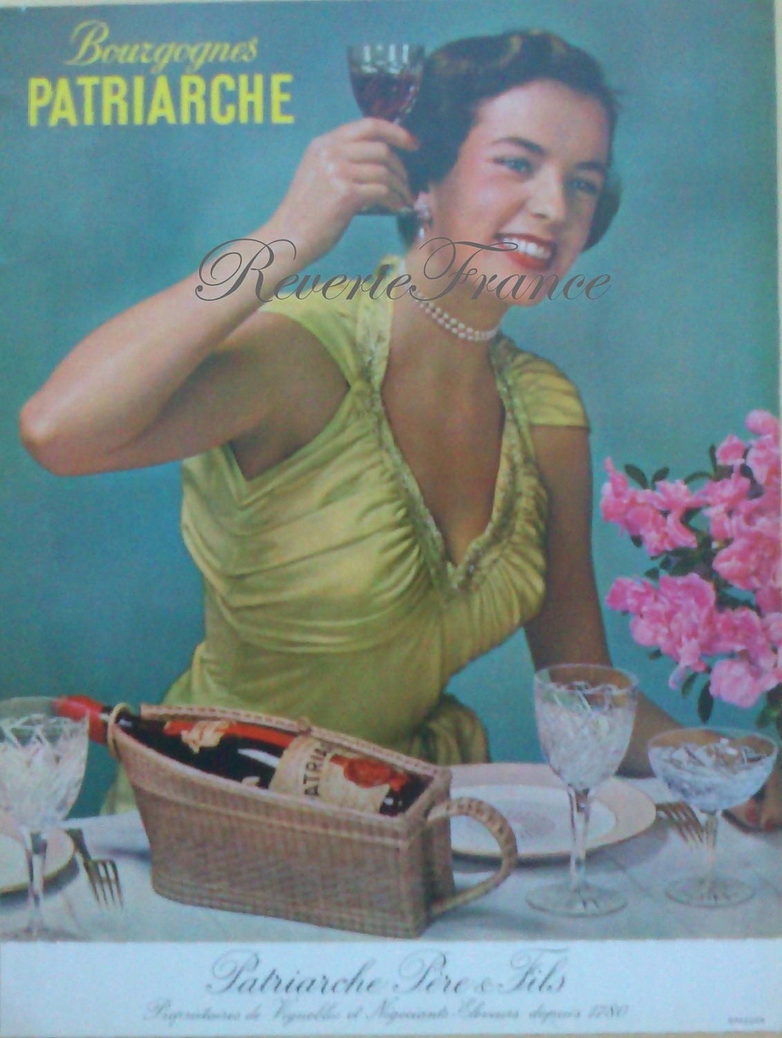 Original Vintage French Ad - Patriarche et Fils Bourgogne - Burgundy Wine 1954