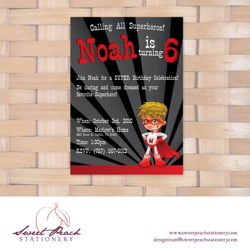 Super Hero Birthday Invitation