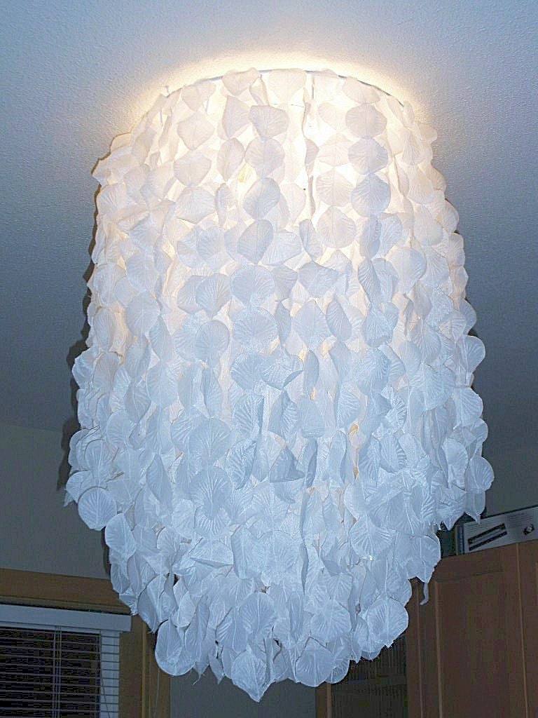 Hanging Chandelier ceiling light cover chandelier wedding decor Cascading rose petal light cover Mood setting very CHIC
