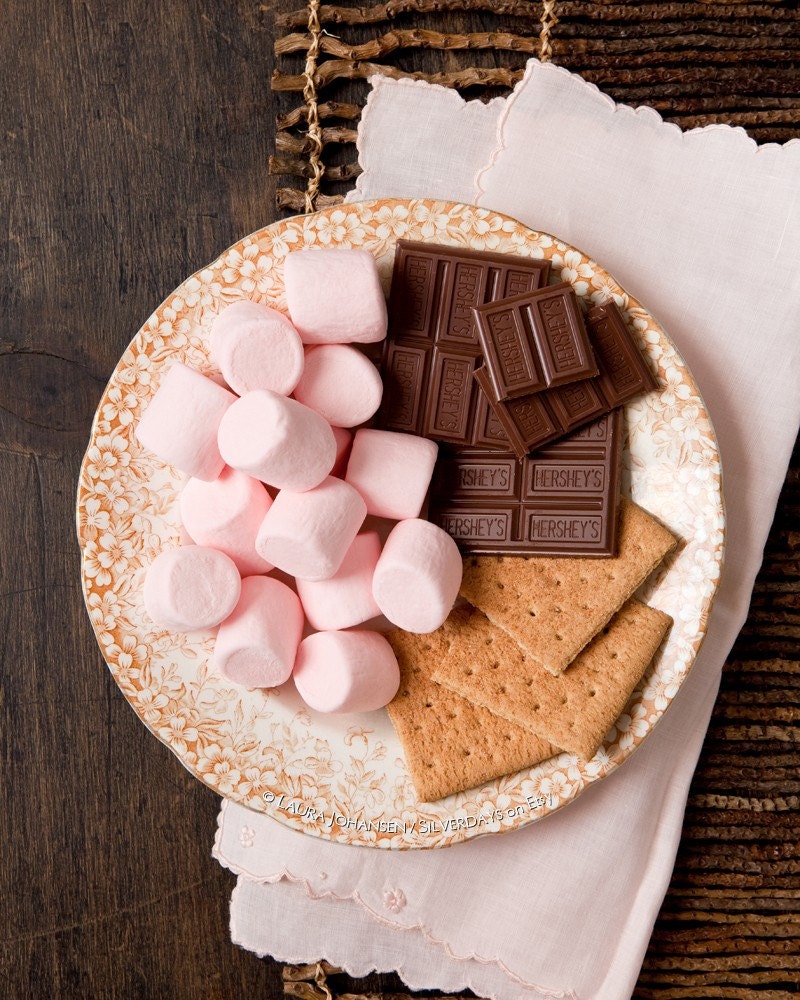 Pink S'more Prelude Fine Art Photograph Smores Chocolate retro Candy Marshmallows 8x10