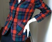 Vintage Pendleton Red Tartan Plaid Wool Womens Blazer
