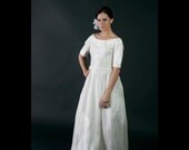 Vintage White Silk Wedding Dress, 60's XS