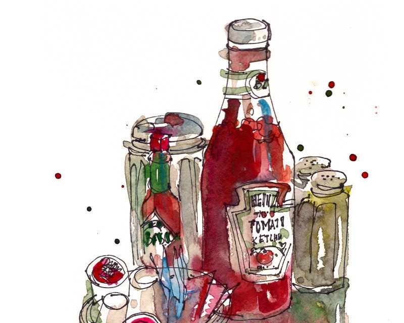Food Art, Condiments, a study in red and green - 8x10 print