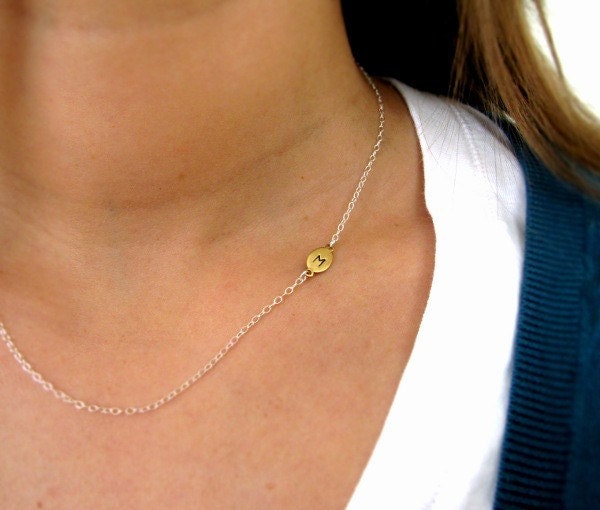 Custom Order for Brenda - Sideways Initial Necklace in Brass - Asymmetric Custom Necklace