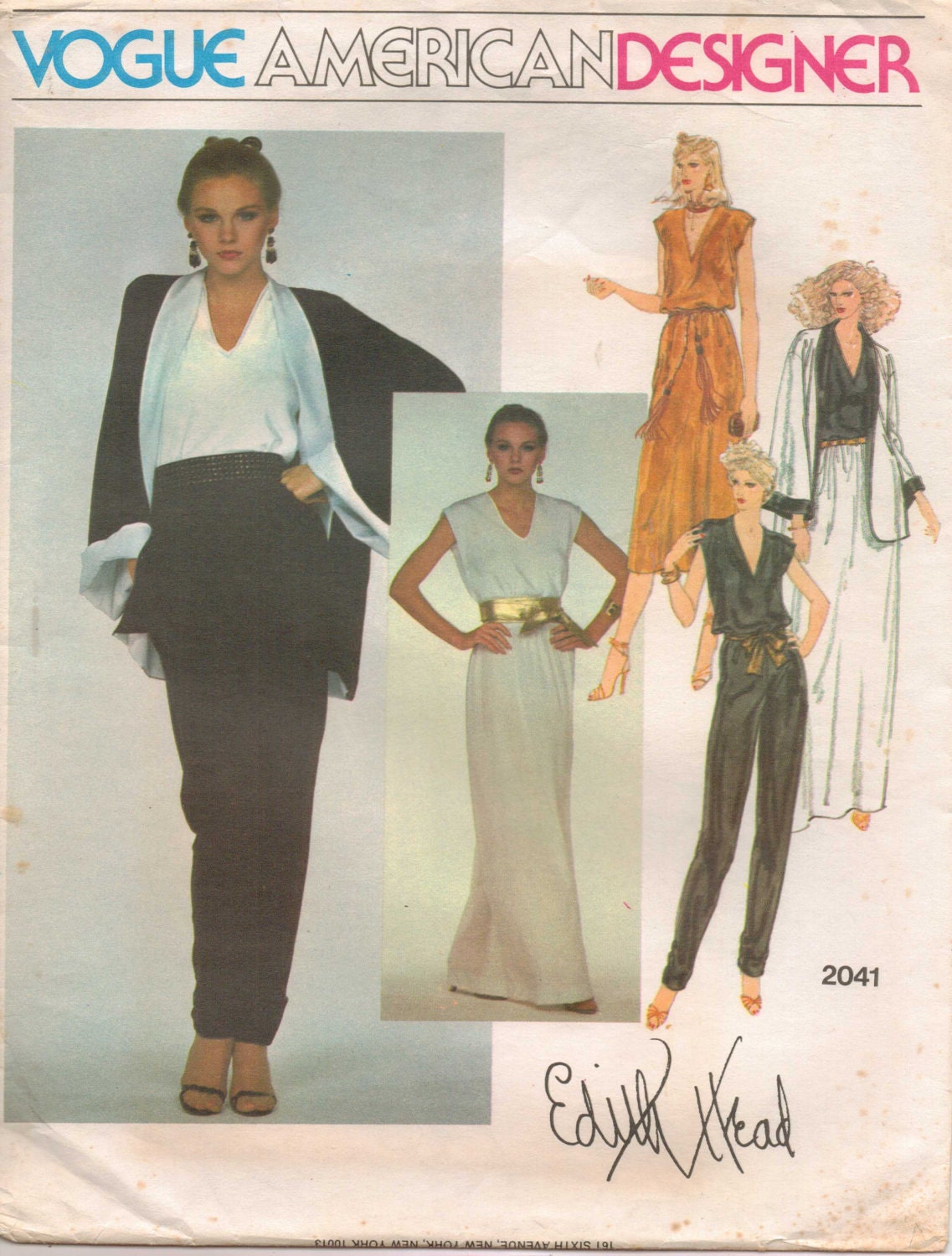 70s Vogue American Designer Pattern 2041 Edith Head Womens Disco Jacket, Top, Skirt & Pants Size 10 Bust 32 1/2 UnCut Label Included