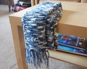 Soft "Blues and White" Knitted Scarf