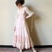 70s Gunne Sax Medieval Wedding Dress, vintage renaissance princess Bridal Gown, off white & rose, Baroque print, lace up corset