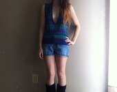 colorful 80s unisex sweater vest with metallic and bright print- sale