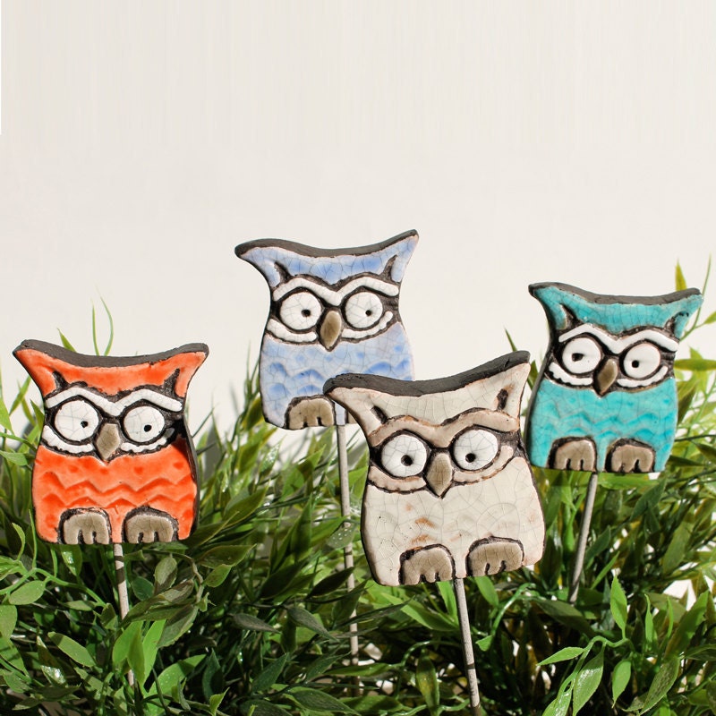 baby owl plant marker - garden decor - window box - lawn ornament - plant pot - decoration - frost resistant