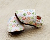0 3 6 12 18 months Handmade Peace Baby Organic Shoes- Baby Booties In Rainbow Colors Children Clothing Eco Friendly- Baby Clothes