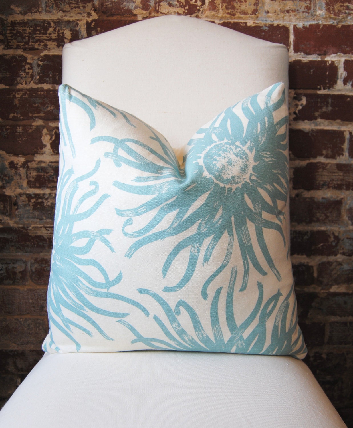 SALE - LIMITED LEFT - Duralee -  Miranda - Aqua -  20 in square - Designer Pillow - Decorative Pillow - Throw Pillow