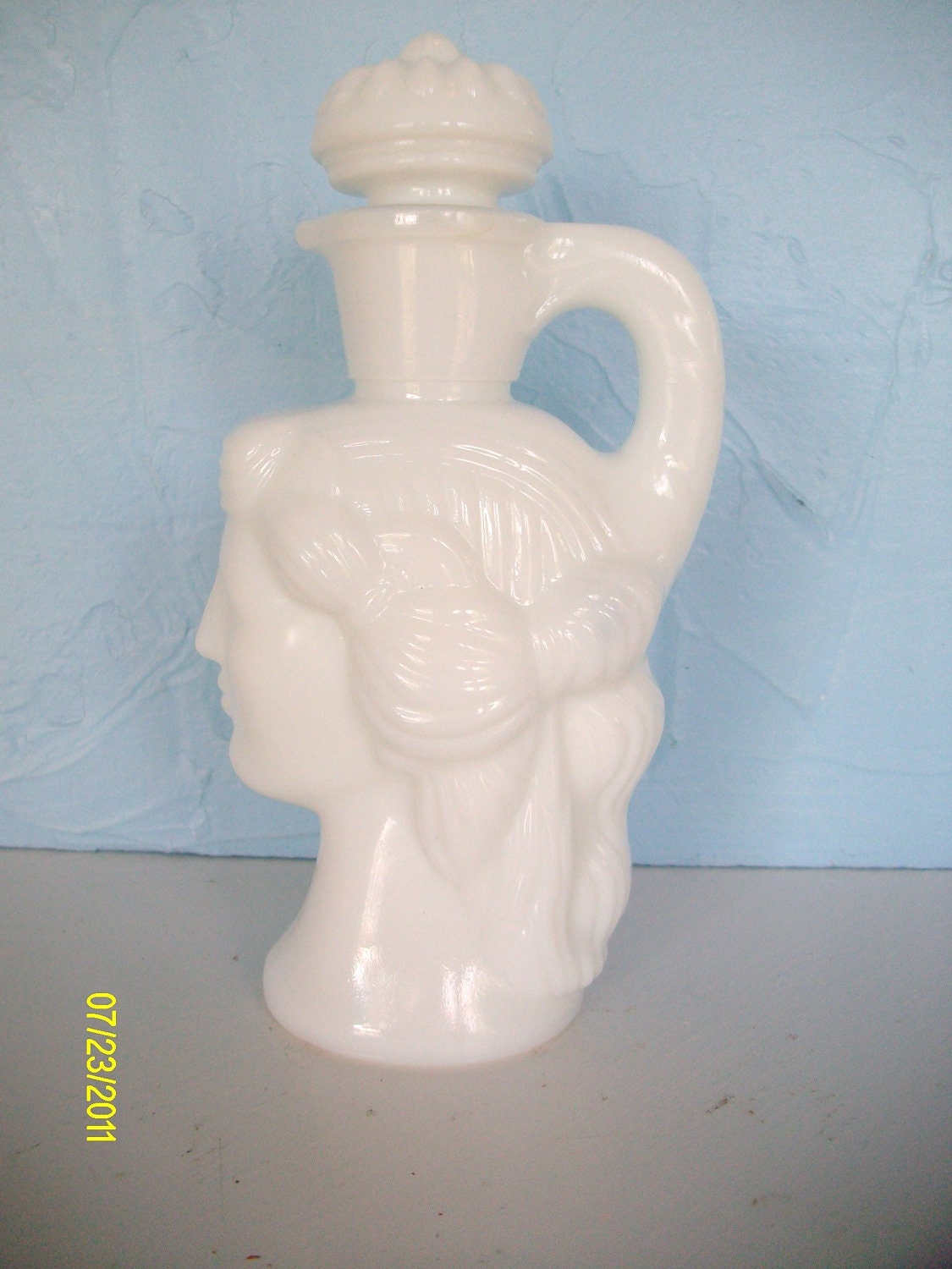 Avon Grecian Lady Pitcher Skin So Soft Milk Glass Bottle