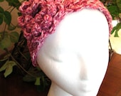 Crocheted Headband with Flower - Shaded Pink