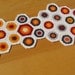 Granny centerpiece 70's northern europe design inspired hexagon - Wool - Bright colors geometric- White Yellow Orange Burgundy Grey