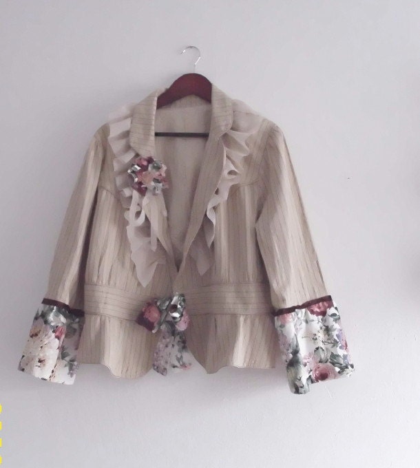 Bohemian Jacket/ Rustic French Country Plus Size 1x 2x 3X Eco Fashion Gypsy Mori girls Handmade